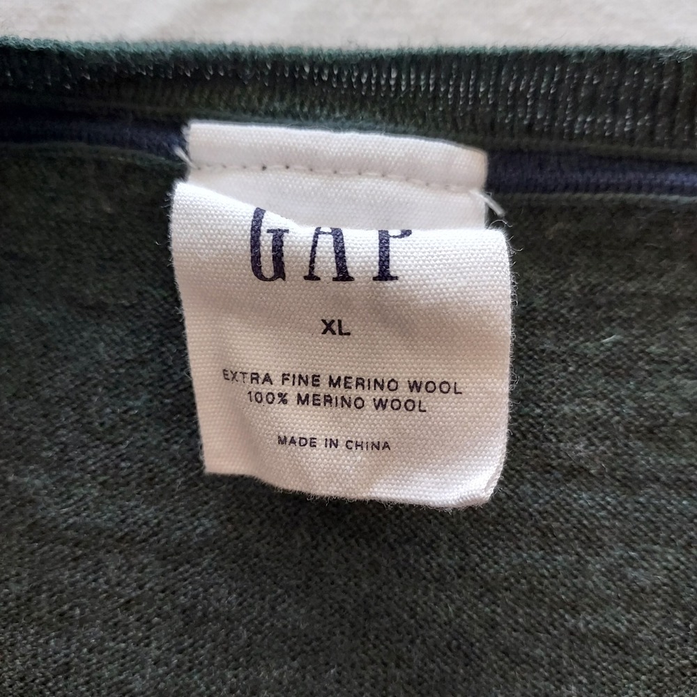 Gap Womens XL Extra Fine Merino Wool Crewneck Sweater Olive Green Lightweight - Picture 5 of 7